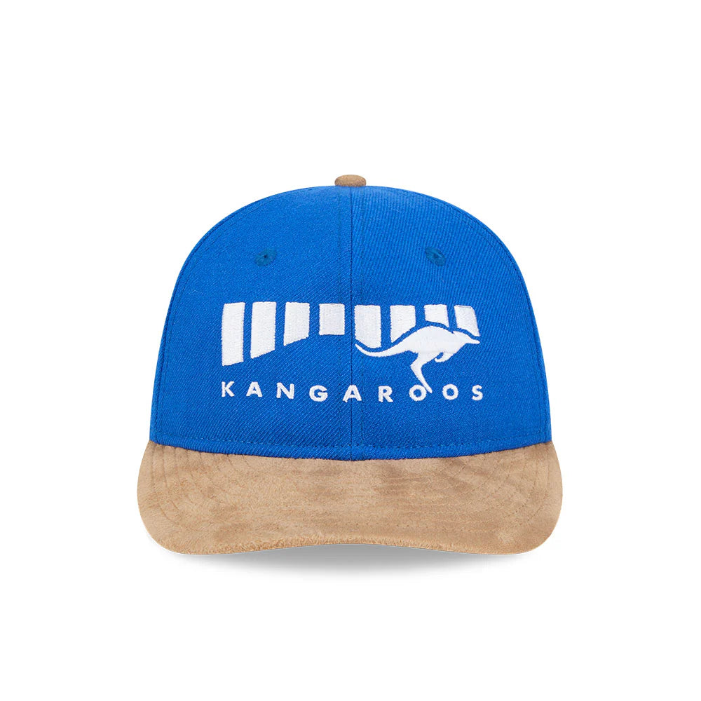 North Melbourne Kangaroos Hat - AFL 2025 Retro Contrast Suede 9Fifity Strapback Cap - New Era